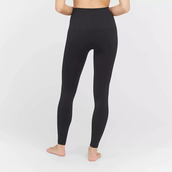 ASSETS by SPANX Seamless Leggings black Large shaping mid rise EUC stretch - Picture 1 of 9